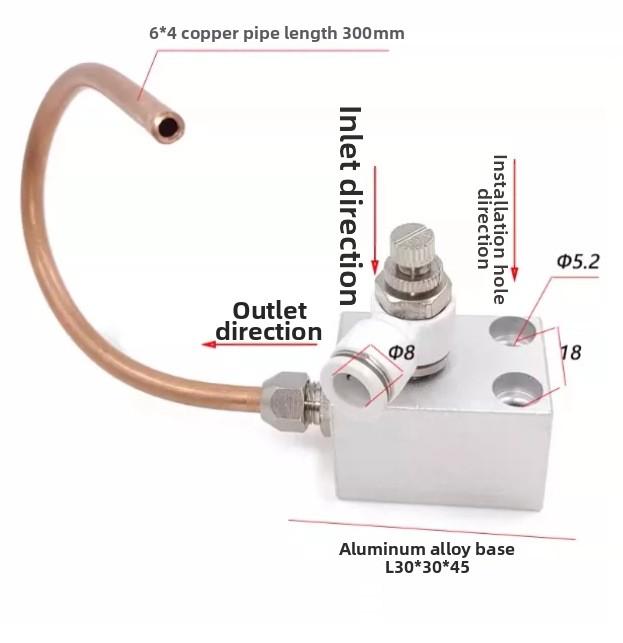 CNC Machining Center Cooling Nozzle with Aluminum Alloy Housing and Copper Tube Core for Consistent High-Pressure Air Output