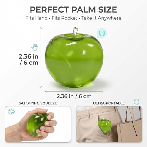 6cm Realistic Apple Slow Rising Stress Relief Squeeze Toy Blue with Leaves
