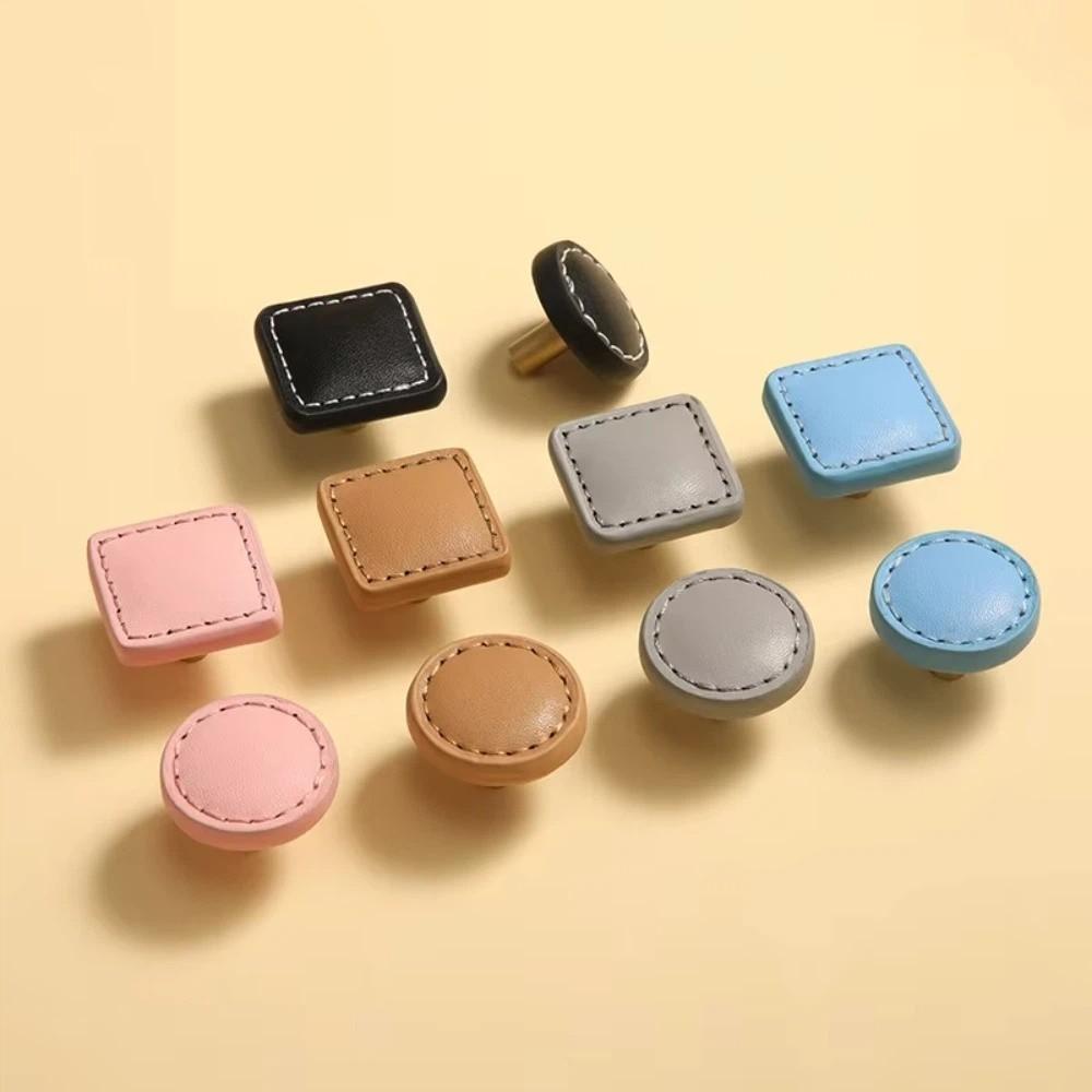 Small Leather Drawer Handle Single Hole Heart Shaped Handle Cabinet Door Handle Bedside Cabinet