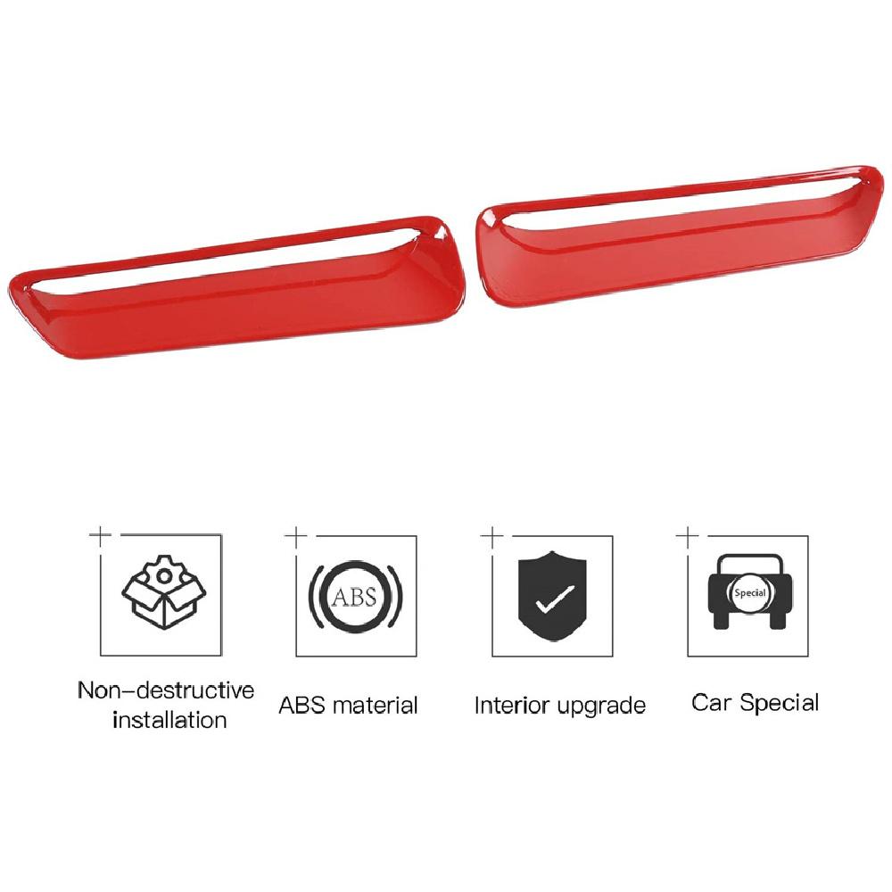 Hood Vents Outlets Vents Cover Trim Interior Decoration Accessories for Dodge Challenger 2015-UP Red 2PCS