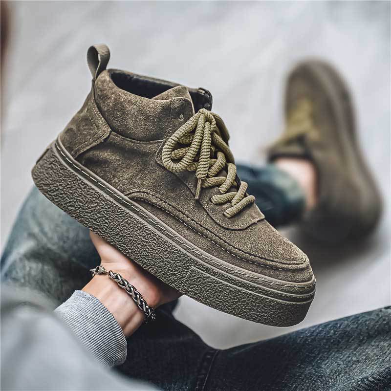 Retro High-top Men's Shoes Autumn Trend Student Platform Sports Leisure Board Shoes Youth Height Hong Kong Fashion Shoes Men