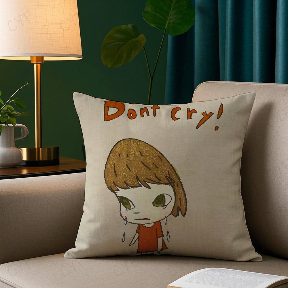 Yoshitomo N-N-Nara Pillow Case Safe Custom Photo Pillow, Anti-fade Brushed Fleece Cushion, Maternal & Infant Safe.