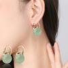 1 Pair Women Drop Earrings Glass Bead Polished Copper Huggie Earrings Pierced