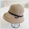 Spring and summer Hepburn style literary and simple crimped fisherman hat beach face covering sun hat foldable sun protection hat women
