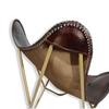 Home Decor Dark Brown Leather Butterfly Chair Folding Golden Stand-Leather Armchair for Living Room, Indoor/Outdoor, Office Chair