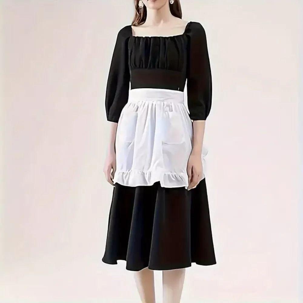 Dual Pockets Waist Apron European Style Work Apron New Home Cleaning Apron