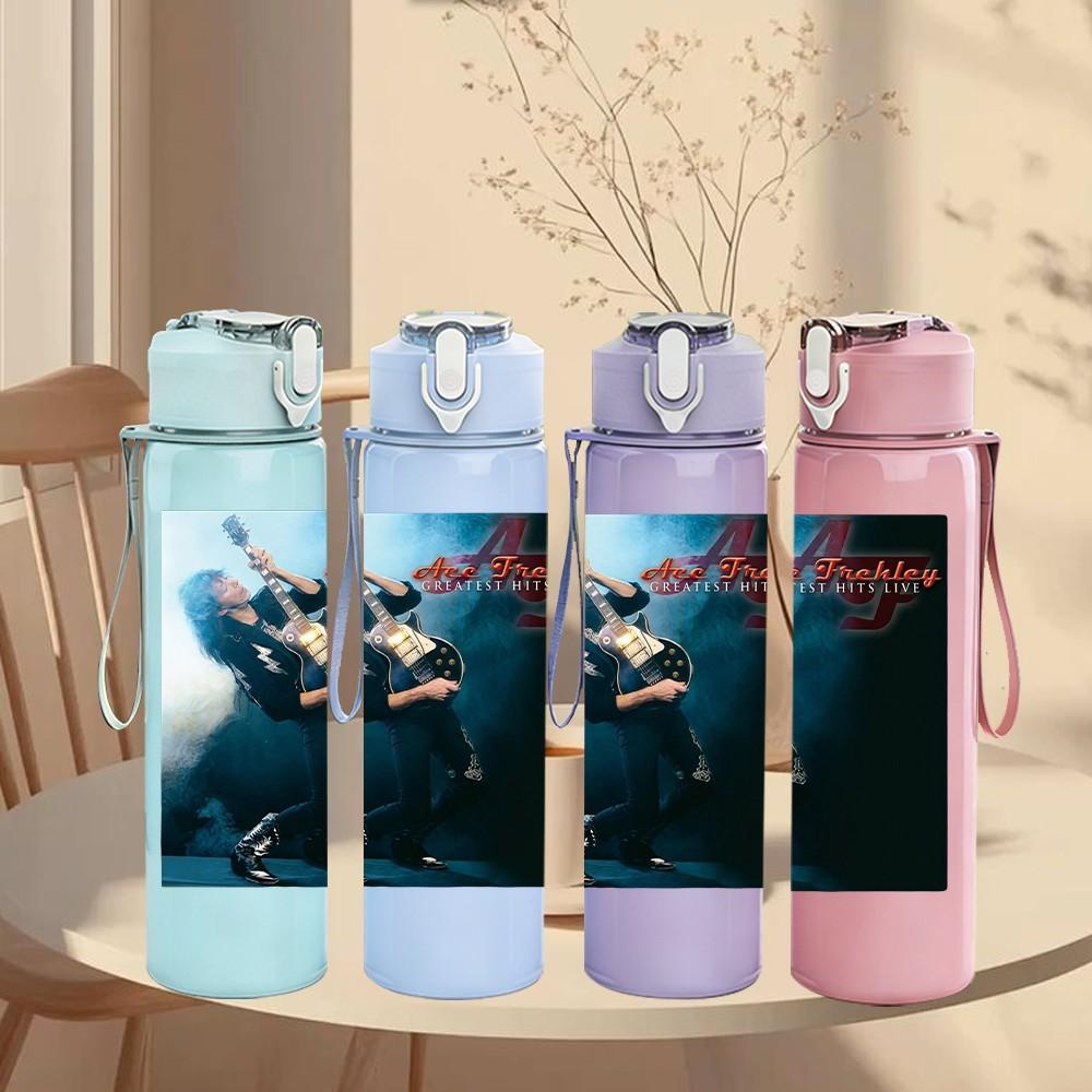 1PC Black White Abstract 750ml sports water bottle leakproof straw lid outdoor office home
