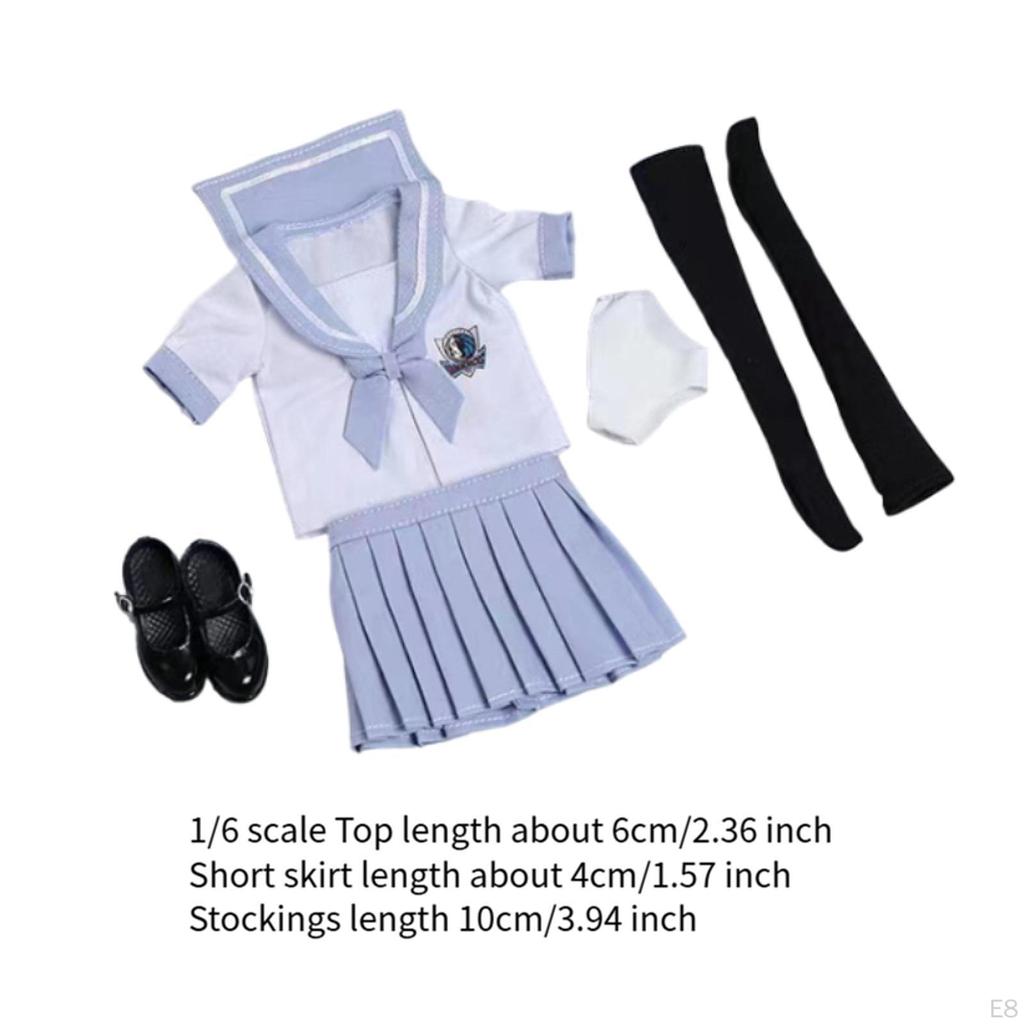 1/6 женский школьный комплект одежды топ с короткими рукавами стильное нижнее белье одежда для фигурок