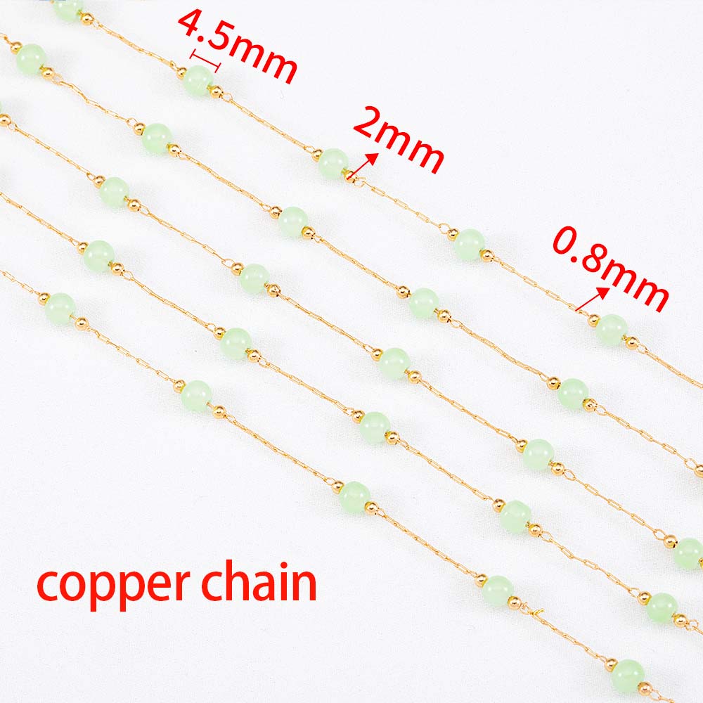 1M Fashion Glass Ball Flat Beads Stainless Steel Beaded Chain Gold Color Chains for DIY Women Necklace Bracelet Jewelry Findings