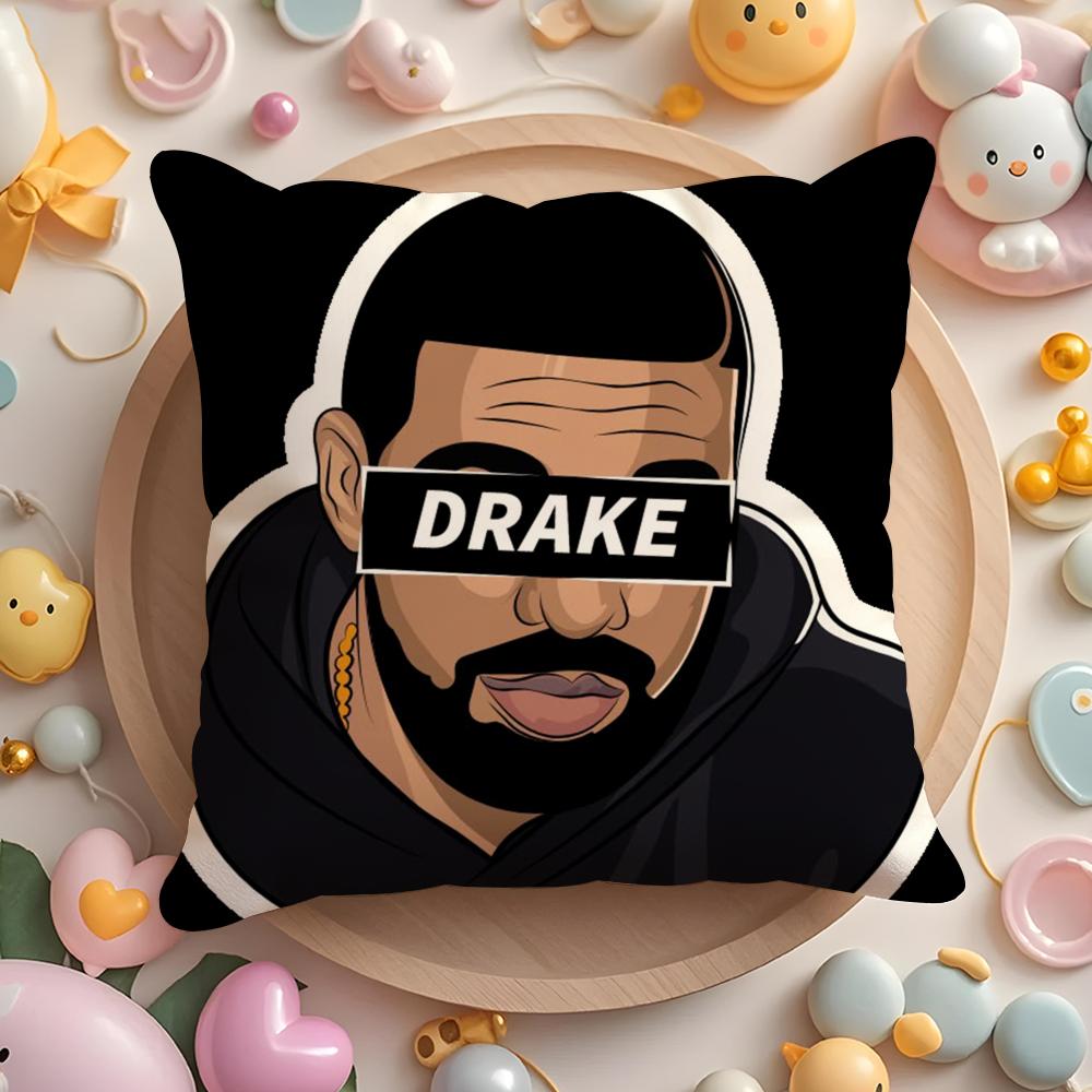 Pikpaka Rapper D-Drakes Cushion Cover Plush Fabric Soft Double-Sided Printed Sofa Warm Winter Home Gift Pillow Cover