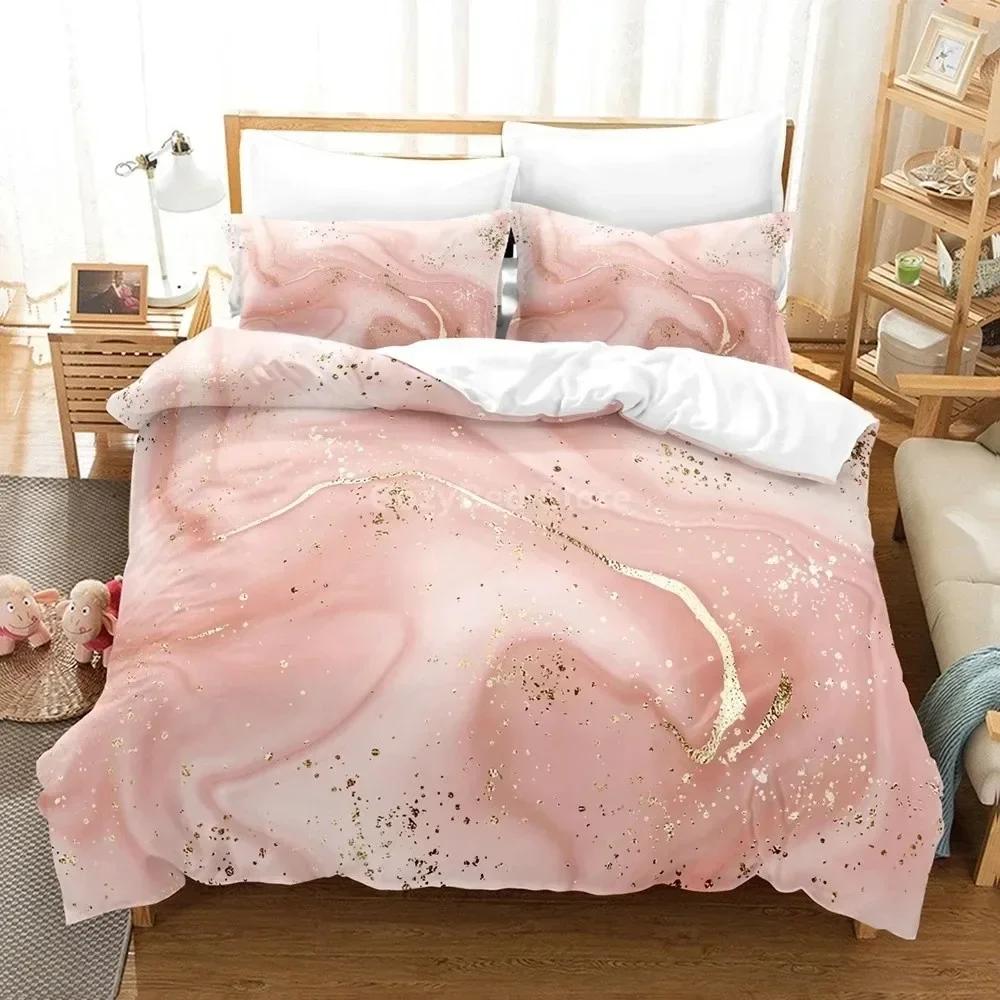 Comforter Golden Marble Pink Bedding Set For Bedroom Soft Modern S Comefortable Kids And