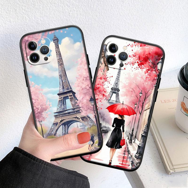 BF87 Париж Эйфелева башня Мягкий чехол для телефона iPhone 16 15 14 13 12 Pro Max Plus Mini