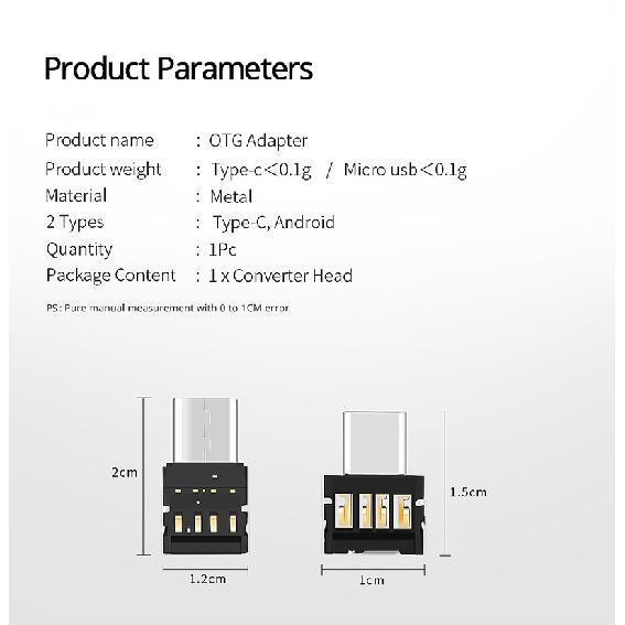 1/5PCS Universal Type-C Micro USB to USB 2.0 OTG Adapter Connector USB 2.0 Type C Micro USB OTG Cable Adapter For Xiaomi Huawei 3