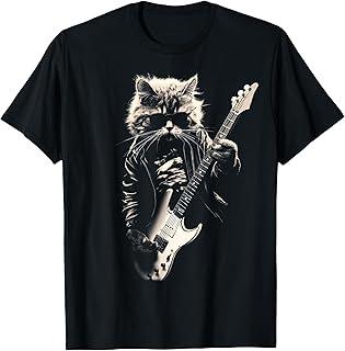 Unisexs Rock Cat Pattern Short Sleeve TShirts Funny 3D Guitar Cat Print Casual T shirt Outdoor Unisex Unisex Y2k Tops Summer Clothing