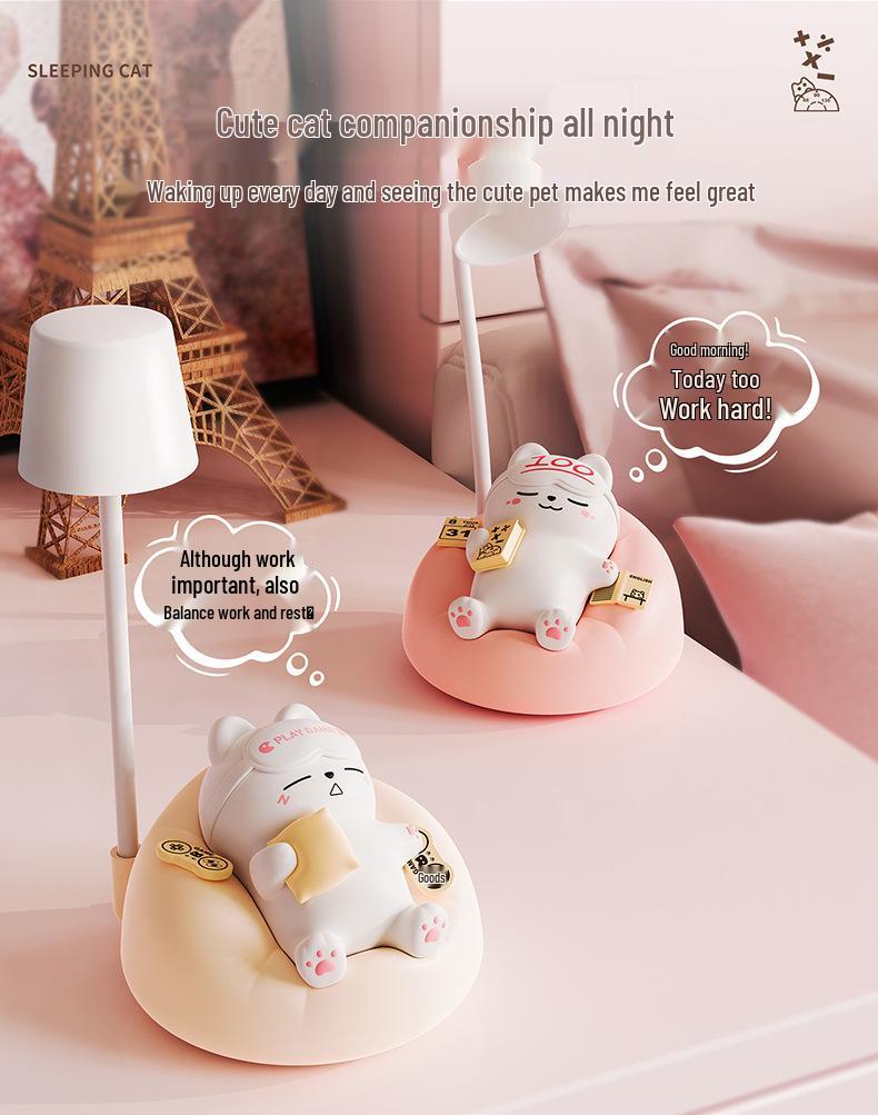 Милый кошачий ночник: Регулируемый мягкий свет для кормления ребенка и защиты глаз