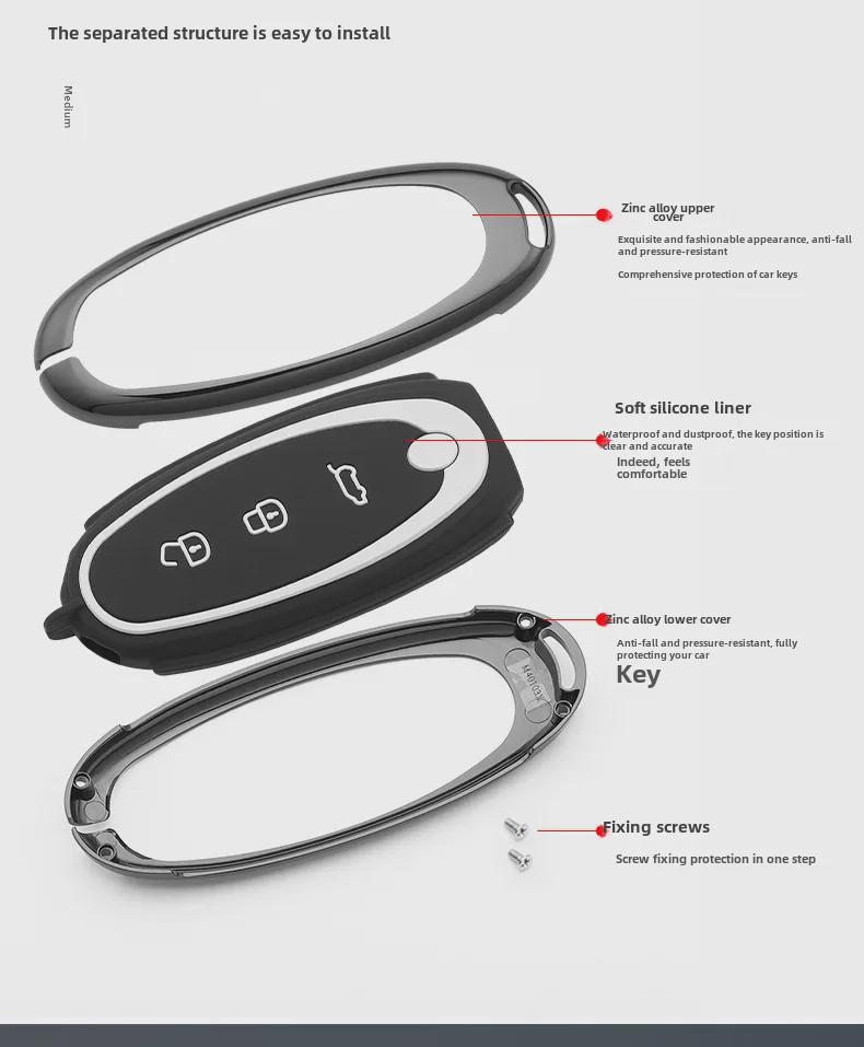 Чехол для ключей Dongfeng Nano 01 2024: Улучшенный металлический корпус автомобиля с модификацией пряжки для моделей New Energy