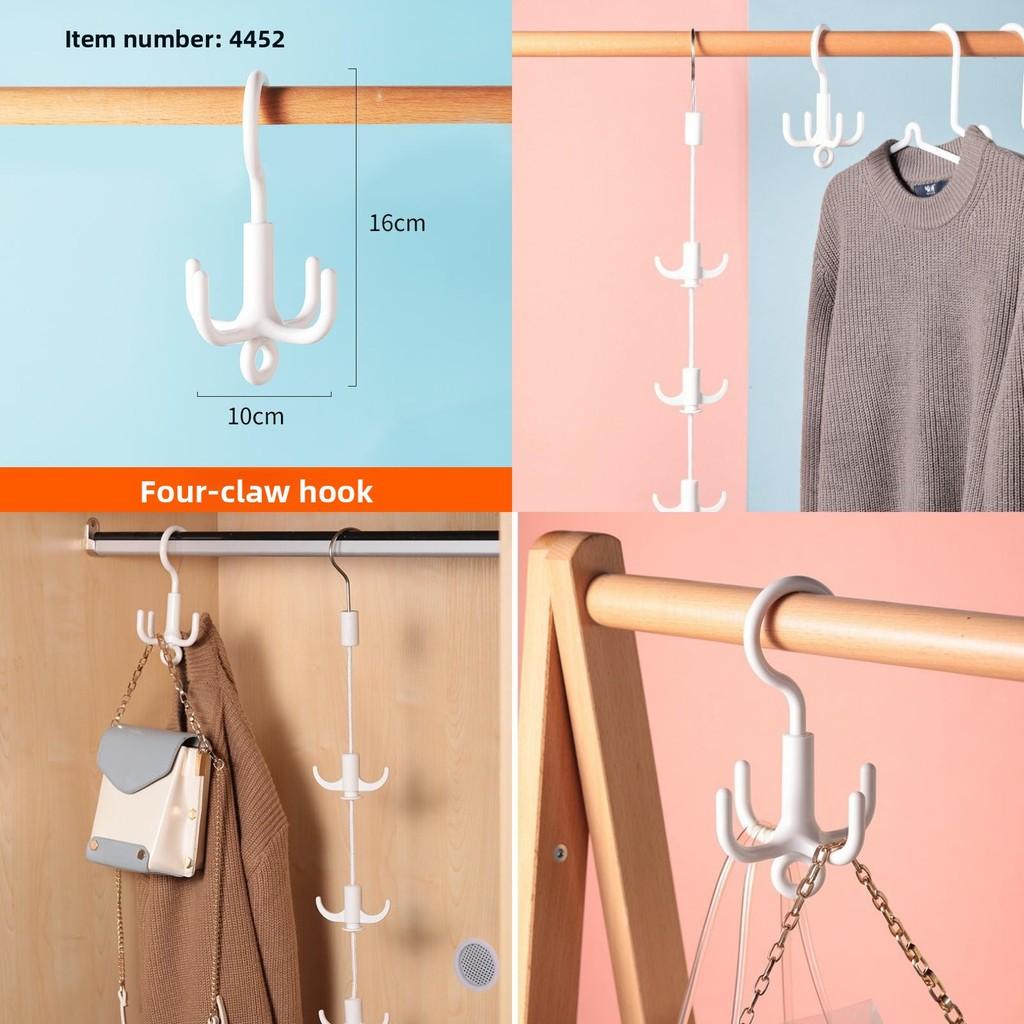 Rotating Prong Four Plastic Multi Functional Hanging Hook For Closet And Storage