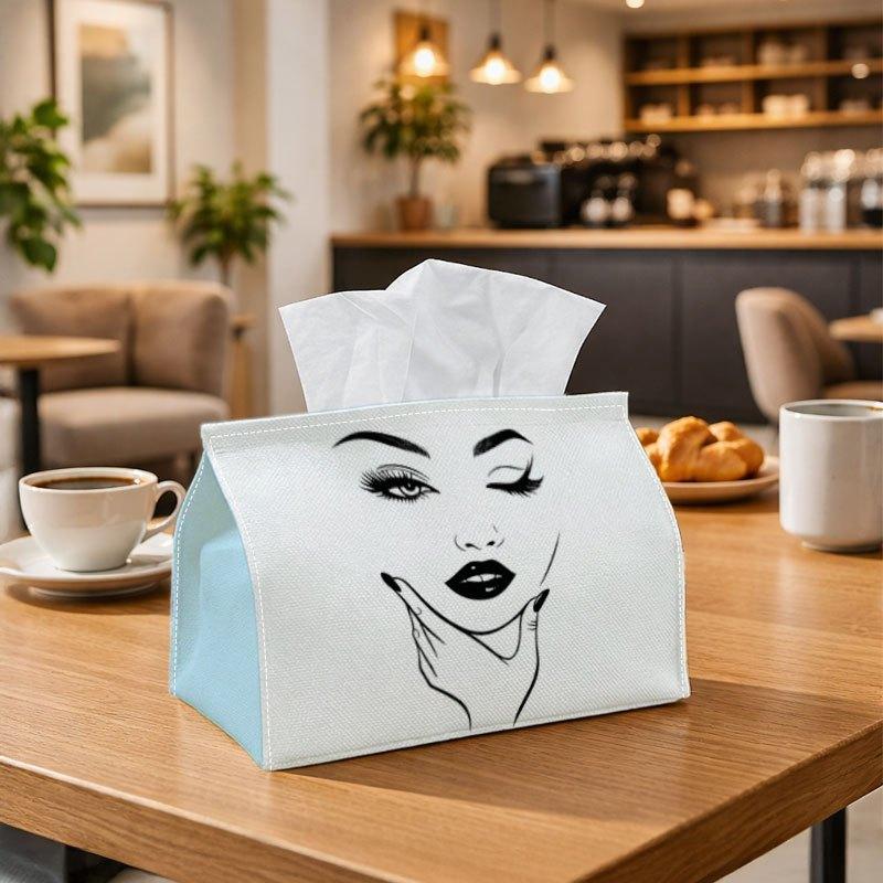 1pc Minimalist Line Art Modern Tissue Box | Durable, Woman Face Sketch Black Simple Suitable for Living Room Accent, Bedroom Decor, Encouragement Gift
