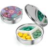 1Pc 3 Compartments Portable Medicine Pill Case with Mirror, Medicine Storage Box Pill Dispenser To Hold