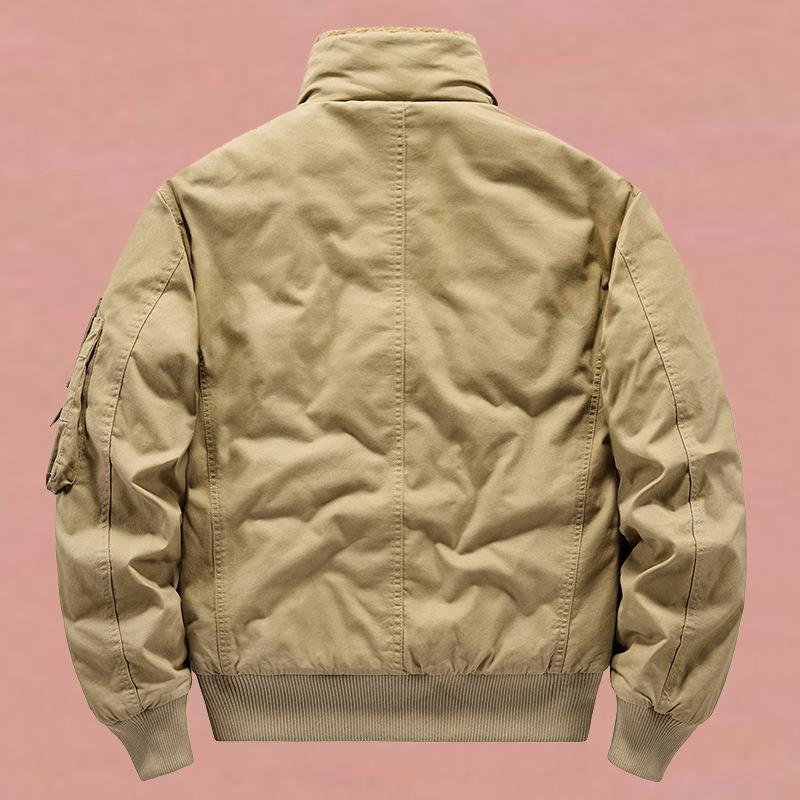 Мужская новая зимняя стеганая куртка-карго больших размеров с воротником из овечьей шерсти