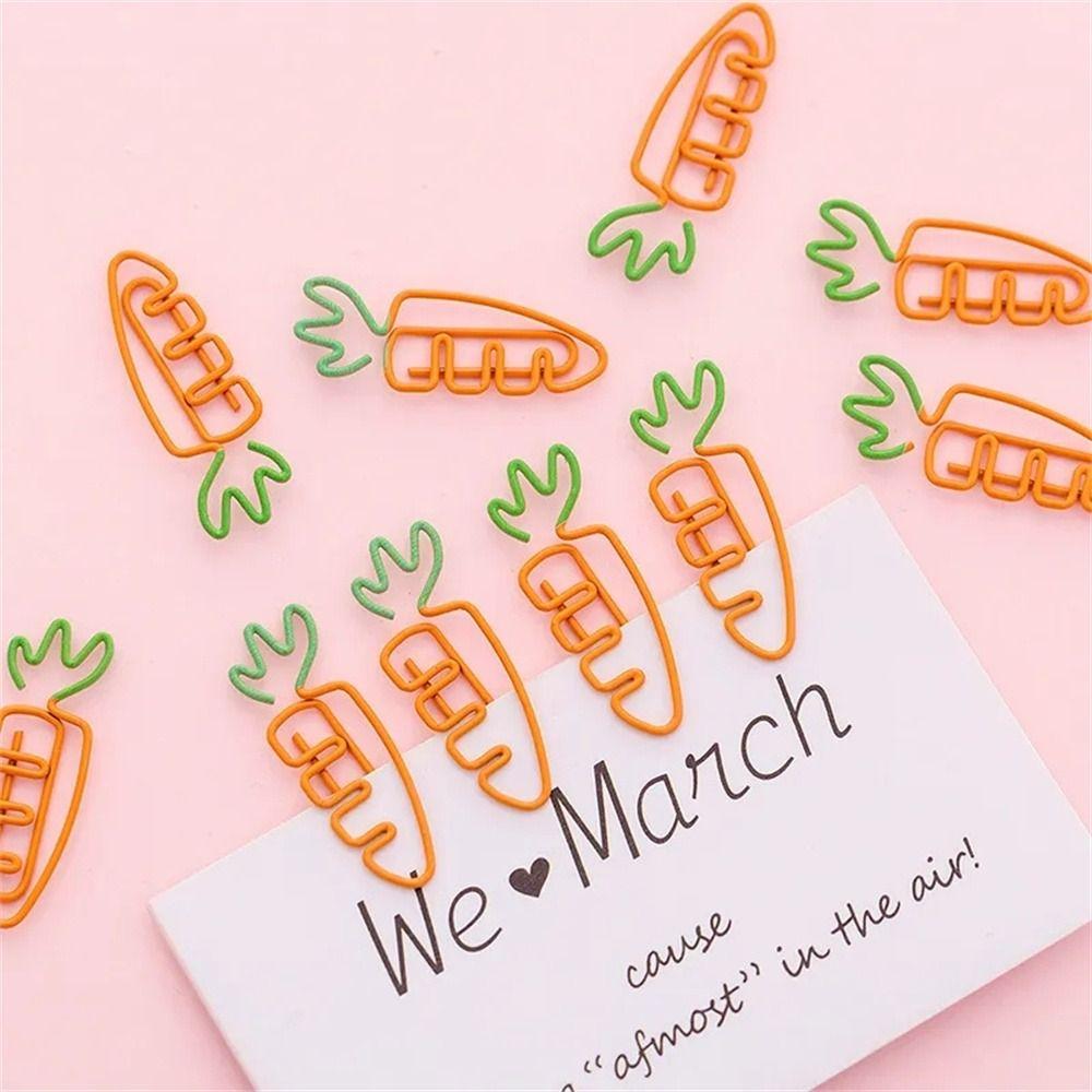 5pcs Reading Assistant Carrot Paper Clip Binder Clip Carrot Metal Bookmark Creative School Supply