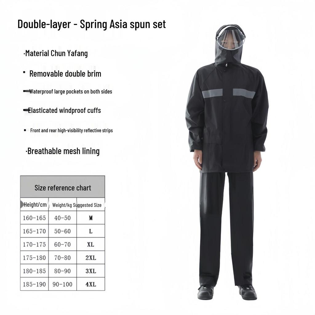 Full Body Rainproof Reflective Raincoat and Pants Set for Motorcycling and Construction
