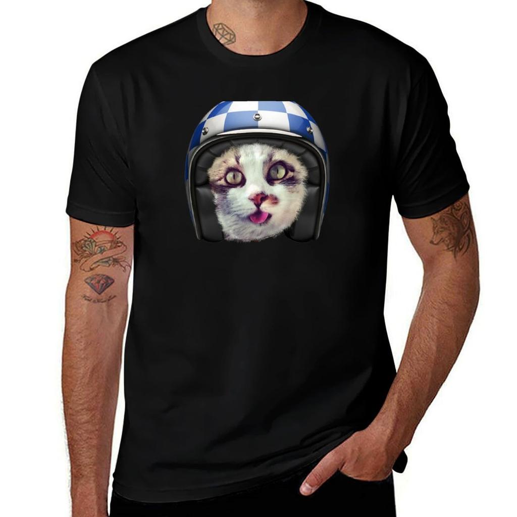 Biker Cat TShirt Big Size Short Sleeve Tee for Unisex