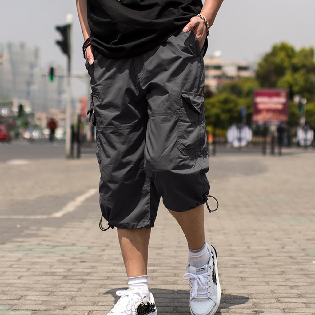 Модные мужские повседневные однотонные шорты со средней талией и карманами на открытом воздухе, брюки