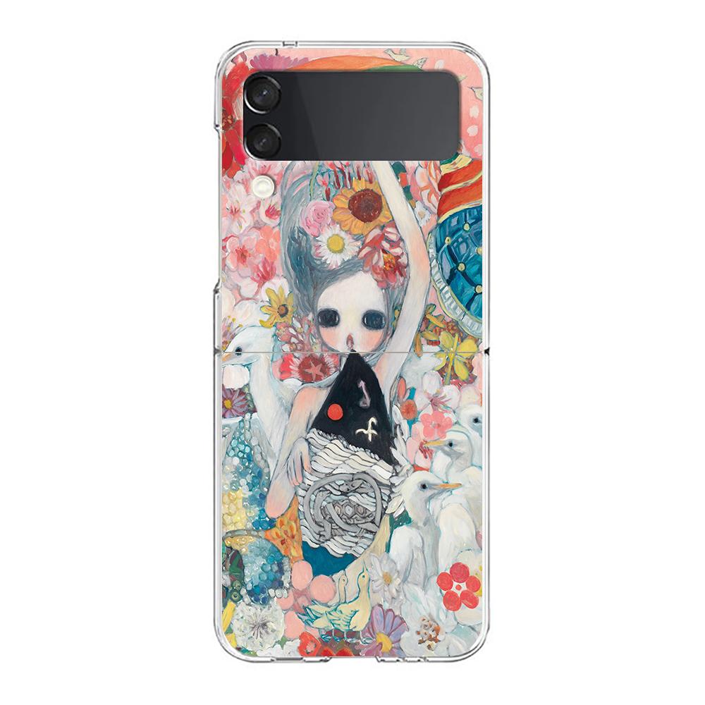 Жесткий ПК Чехол для Телефона Aya Takano Для Samsung Galaxy Z Flip 5 4 3 Прозрачная Крышка Для Galaxy Z Flip 6 Складной Ударопрочный Чехол Сумка