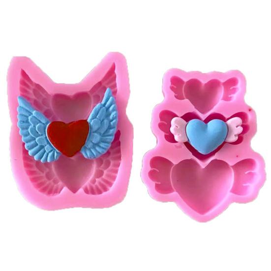 Non-sticky Food Grade High Temperature Resistant Pastry Mould Valentine Day Wing Heart Chocolate Mold Baking Tool