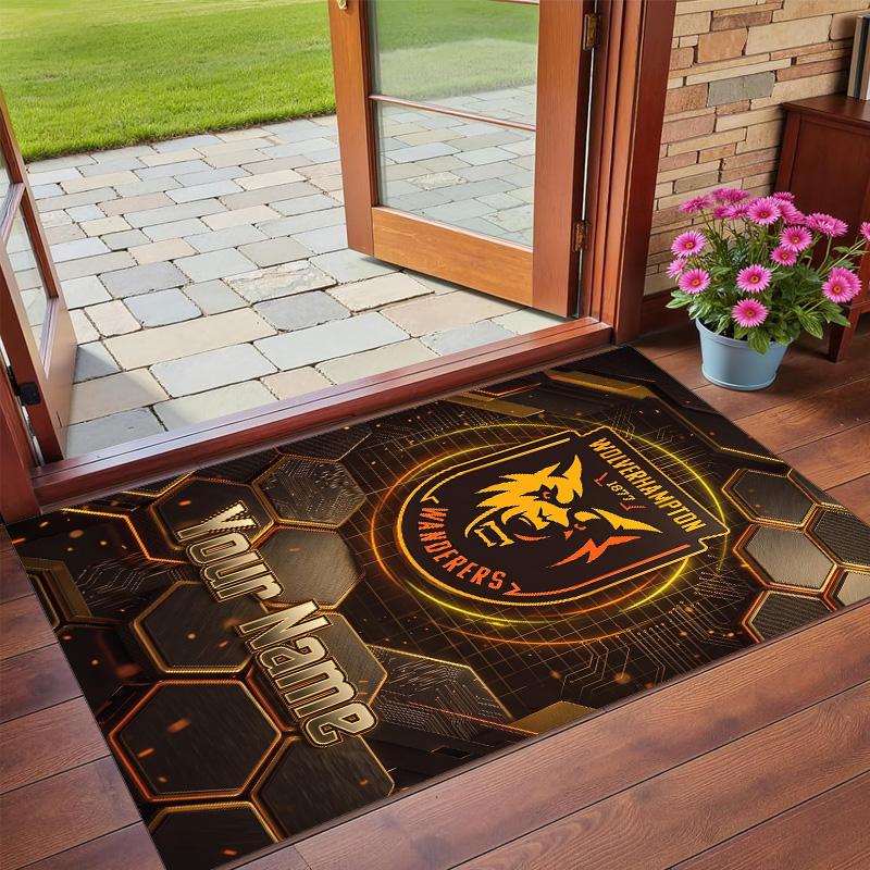 Crystal Velvet Rug Custom Name Text, Soft Non Slip Floor Mat Home DecorWolverhampton Wanderers Football