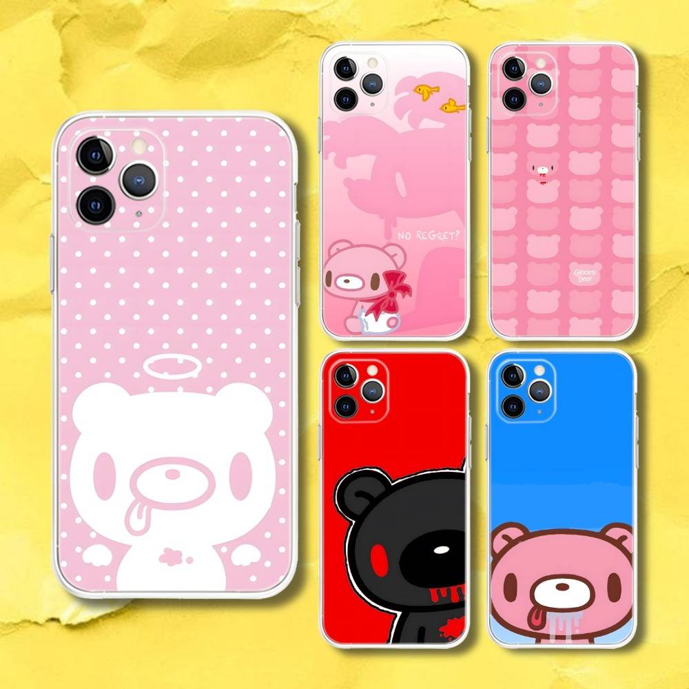 Милый Чехол для Телефона G-Gloomy Bear Для iPhone 17,16e,16,15,14,13,12,11 Mini Pro Max X,XR,XSMAX 8,7 Air Plus Прозрачный Мягкий