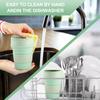 Leeseph Collapsible Travel Cup, Silicone Portable Drinking Mug with Lid for Water, Coffee, Drinks for Hiking & Picnic(350/500ML)