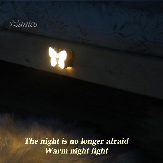 Светодиодный ночник-бабочка с регулируемой яркостью, перезаряжаемый через USB, умный датчик движения, беспроводной ночник, прикроватная лампа