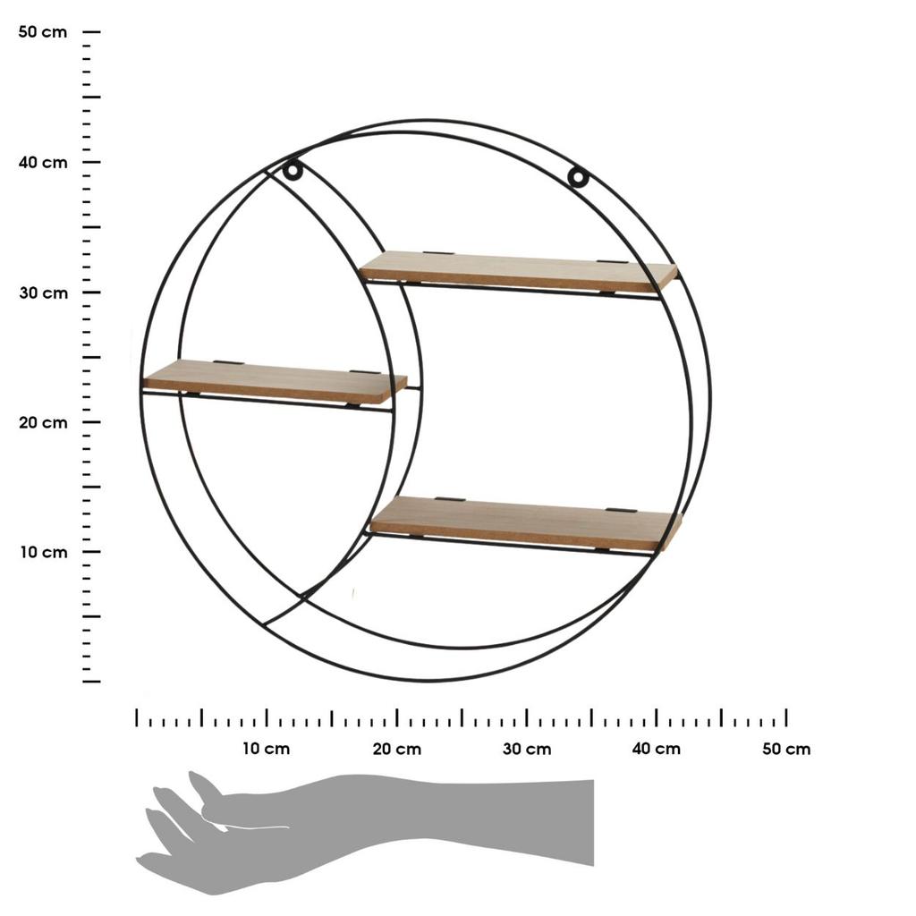 Półka Ścienna Metalowa Z Mdf Czarna Okrągła 44 Cm