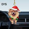 Рождественская собака, зеркало заднего вида, подвеска, украшение для автомобиля, милый щенок в рождественской шапке, украшения для рождественской елки, автомобильные аксессуары