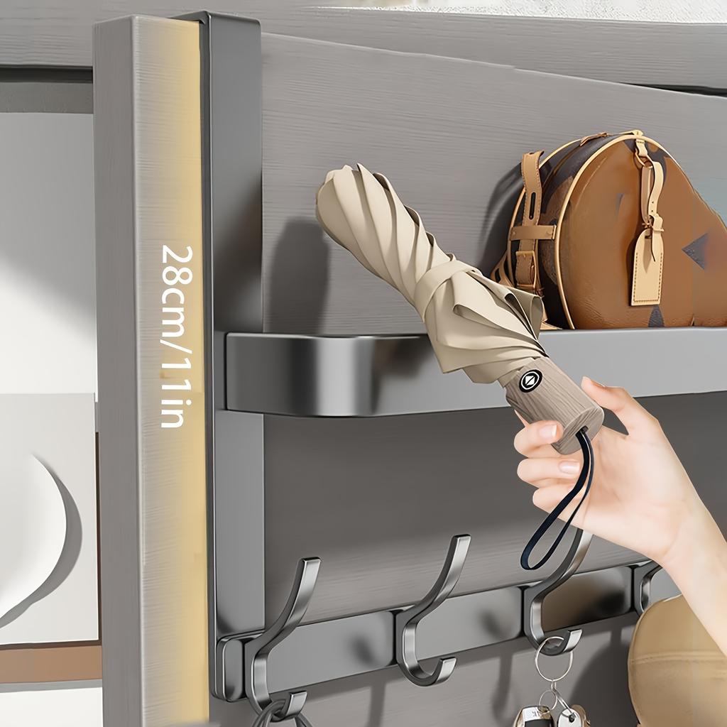 Space-Saving Over-the-Door Hook Rack, Durable Carbon Steel Organizer for Towels, Coats & Accessories - Perfect for Bedroom & Bathroom Storage