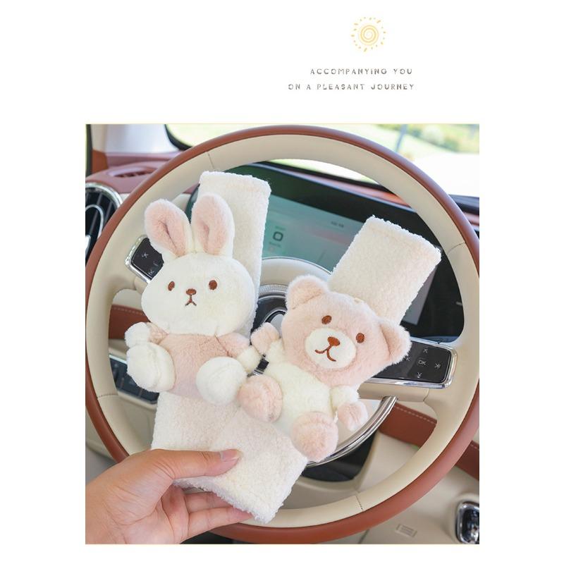 Cute Cartoon Lamb Wool Car Seat Belt Anti Choking Shoulder Protection Pad
