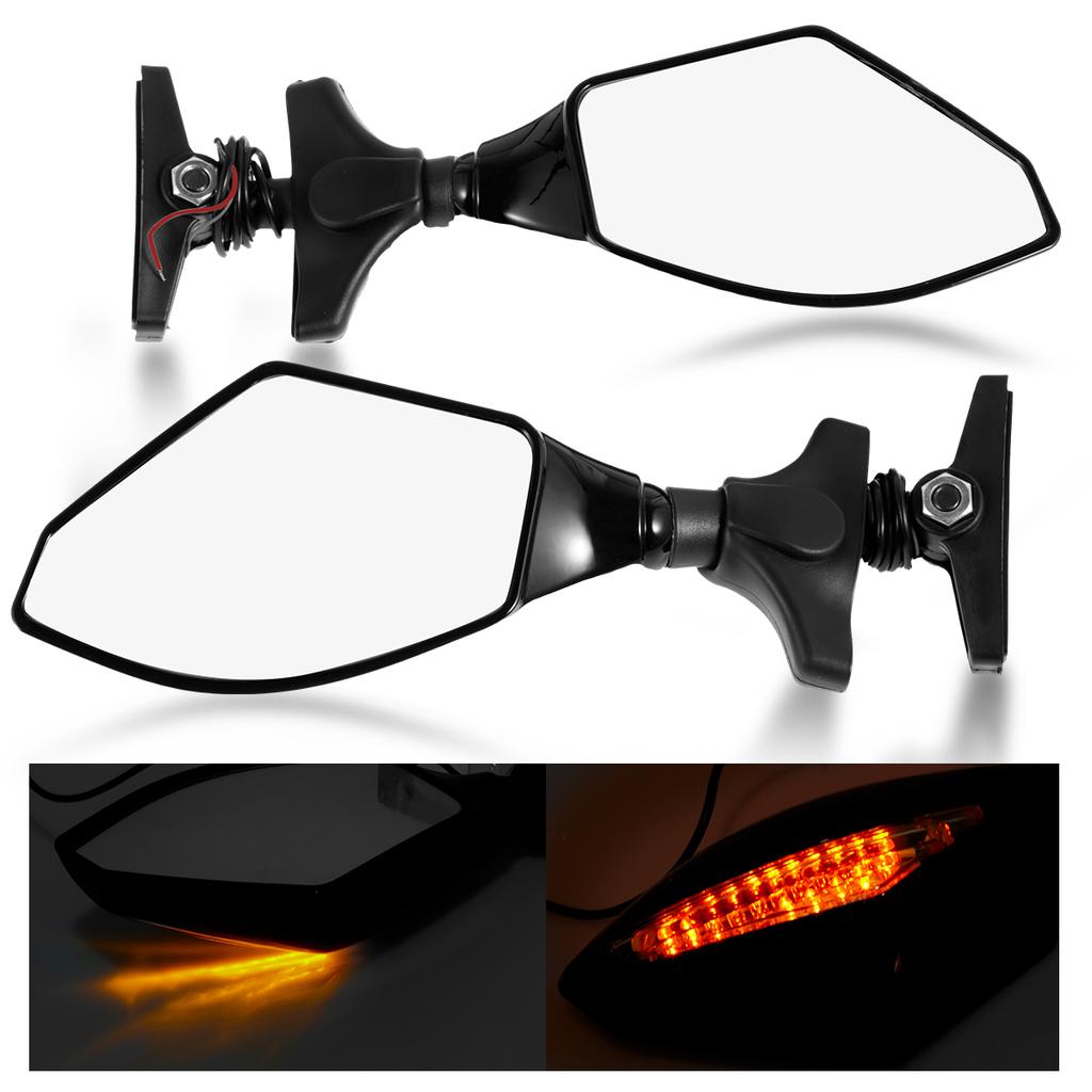 2Pcs Motorcycle Rearview Mirror For 1995-2009 YZF 600 Clear Motorbike Side Mirror with LED Amber Light Safe Back Side Mirror