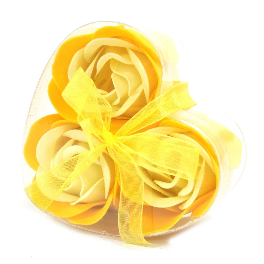 4x Soap Roses Heart Box Set of 3