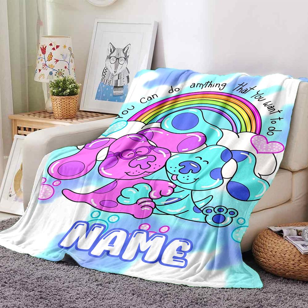 Custom Name Blue'S Clues Adventure Party Blanket For Couch Bed Plush Cozy Fuzzy Blanket Super Soft Warm Blankets For Fall And Winter 0916258