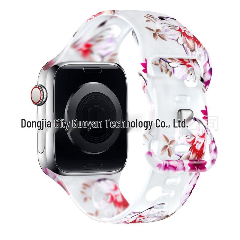 Совместимый силиконовый спортивный ремешок для Apple iWatch S10 с цветным узором - Прозрачный дизайн