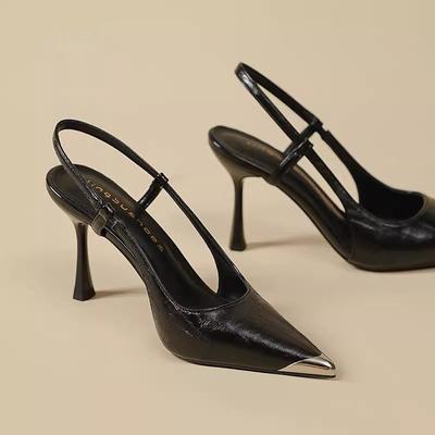 Модные летние женские босоножки на каблуке, красные туфли-слингбэки с острым носком, зеленые, черные, фиолетовые туфли-лодочки на маленьком каблуке, для вечеринки, выпускного вечера, женские туфли-стилетто