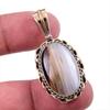 Natural Botswana Agate 925 Solid Sterling Silver Gift TwoTone Pendant 1.50" T5o84