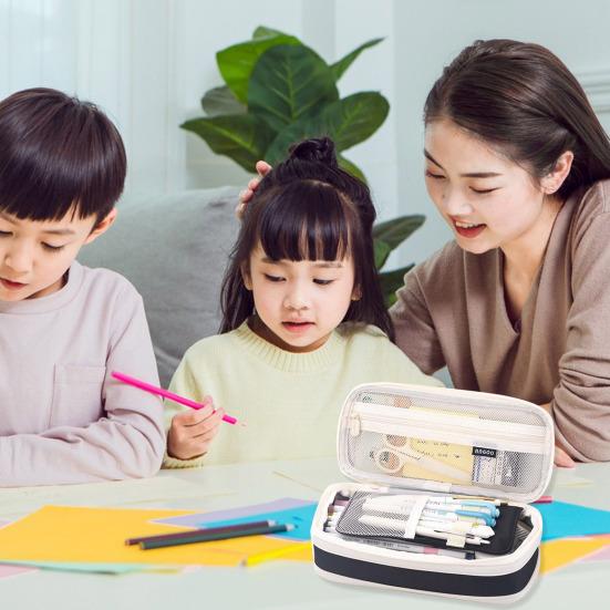 Large Capacity Pen Pouch Portable Storage Organizer Bag Zipper Closure Stationery Pencil Pouch Office Supplies