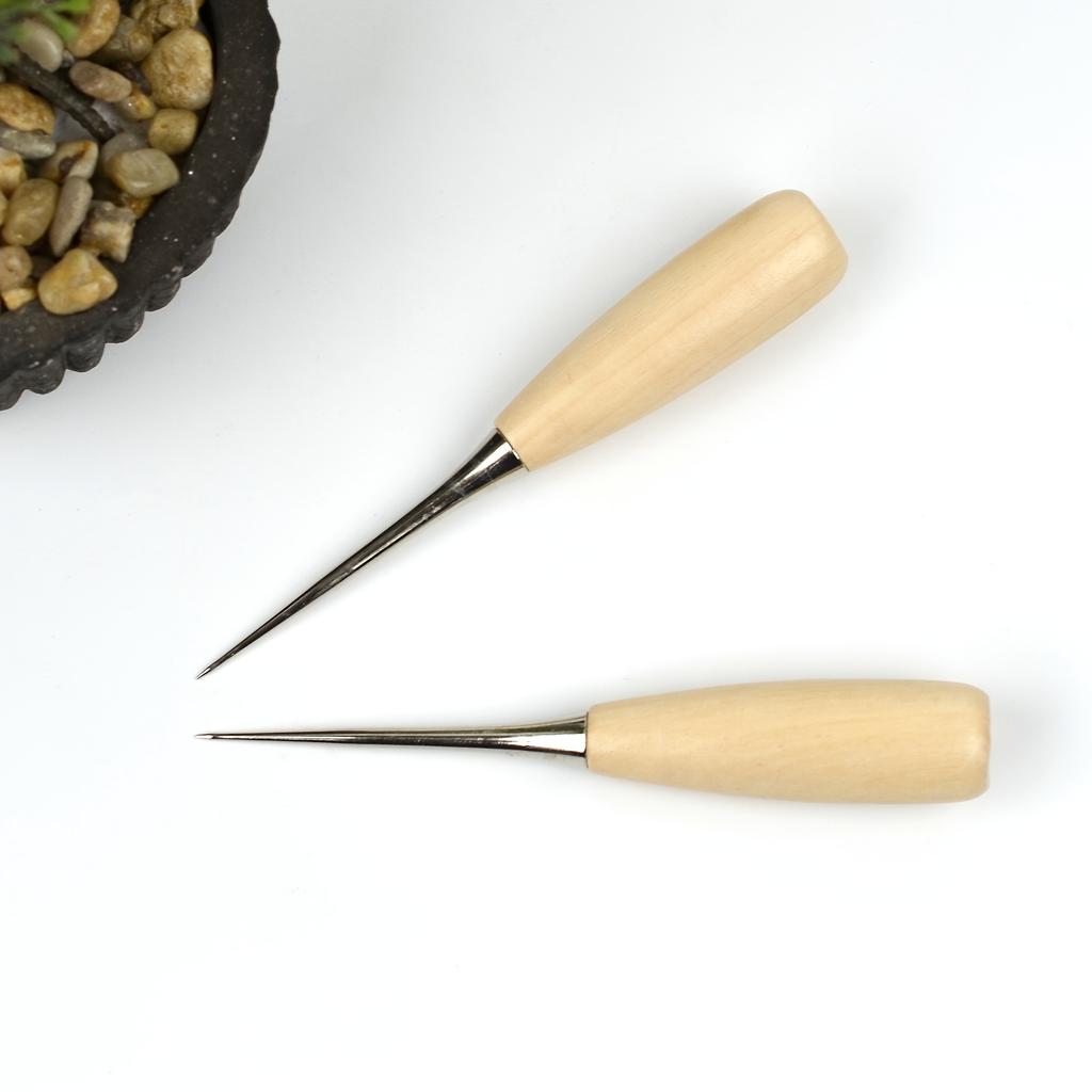 Шило с круглой ручкой из цельного дерева, шило для кожи и текстиля с ножнами, шило для шитья, ручные инструменты для текстиля