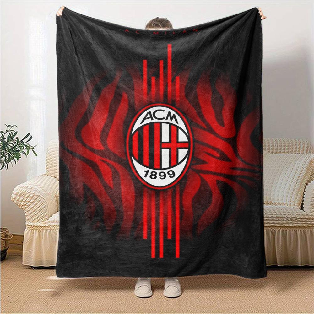 AC Milan Print Flannel Blanket High Quality Warm Comfortable Cover for All Seasons Perfect for Gifts Home Decor