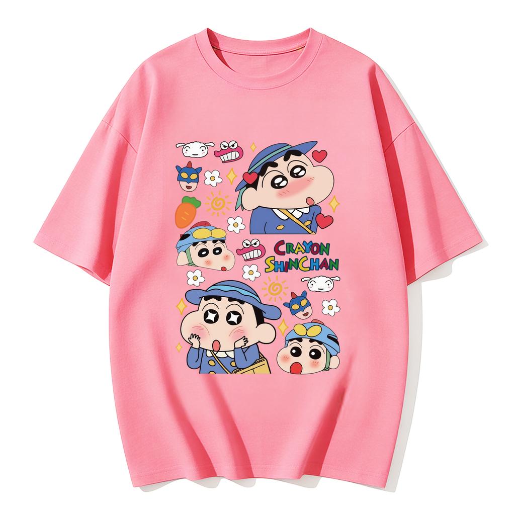 Crayon Shinchan Cute Cartoon T Shirt Unisex Women Kids Family Matching Tee Summer Casual Short Sleeve Cotton Top Fashion Streetwear