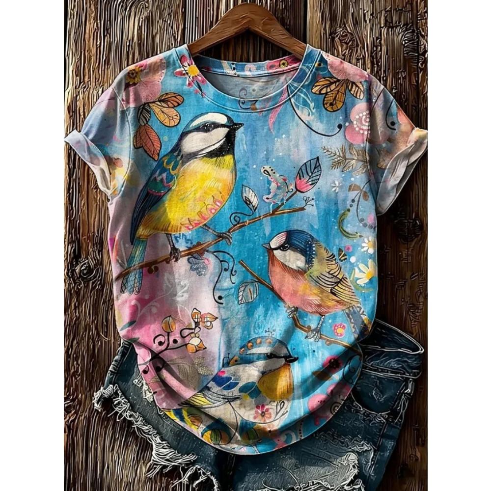 Fashion Women Retro Creative Colored Drawing Print T Shirt Funny Casual O-neck Short Sleeves T-shirt Summer Female Tee Shirt