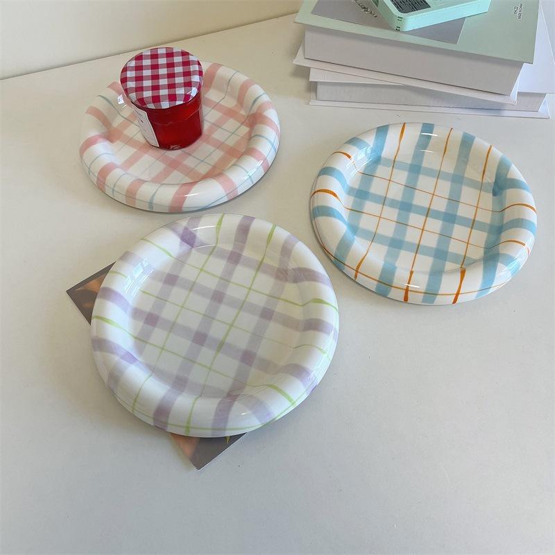 Cute Korean Ceramic Plate Unique Plate For Cake Food Dinner Breakfast Dessert Salad Decorative Dish Table Decorations